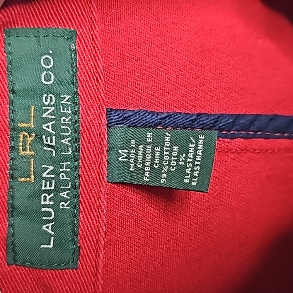 Ralph Lauren twill denim VINTAGE crest fireman clasp red barn jean jacket sz M - Picture 5 of 7
